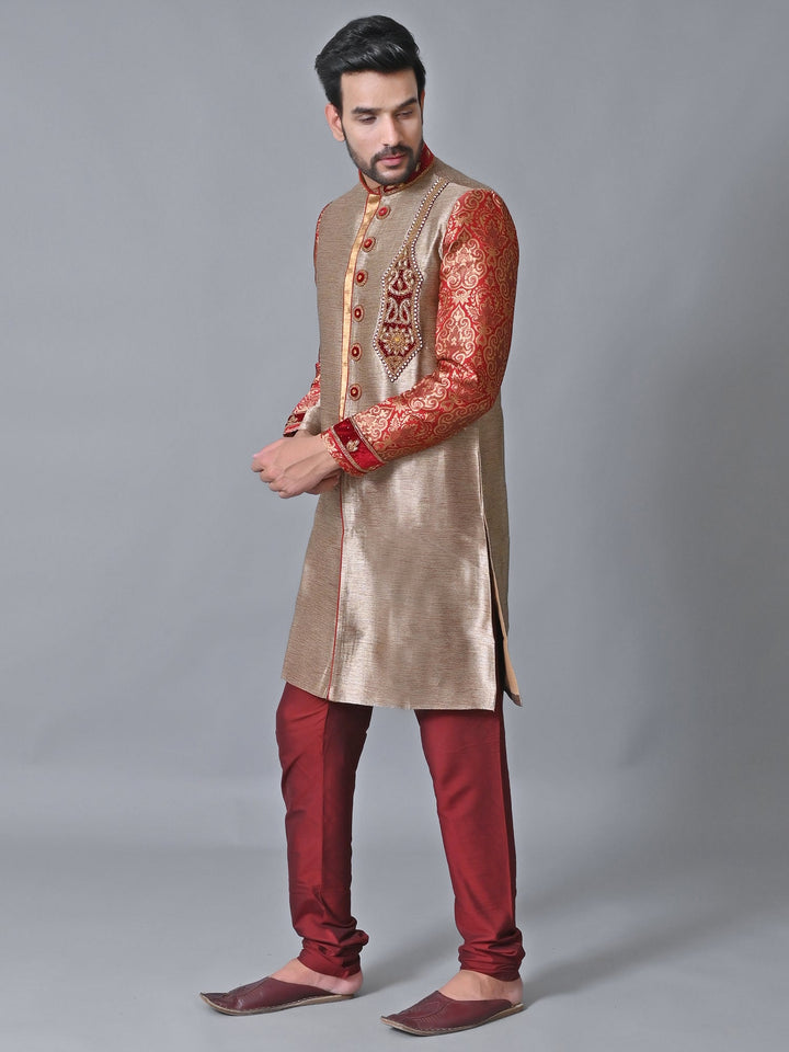 Ethnic Motifs Grey Sherwani