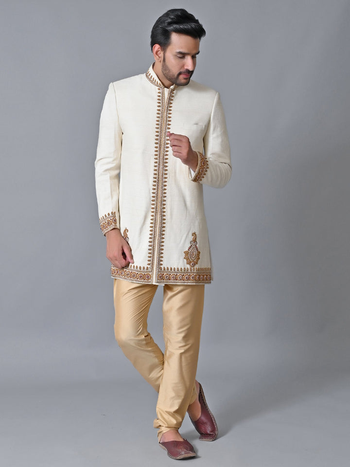 Ethnic Motifs Cream Sherwani