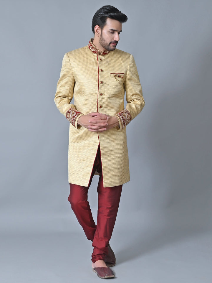 Textured Gold Sherwani