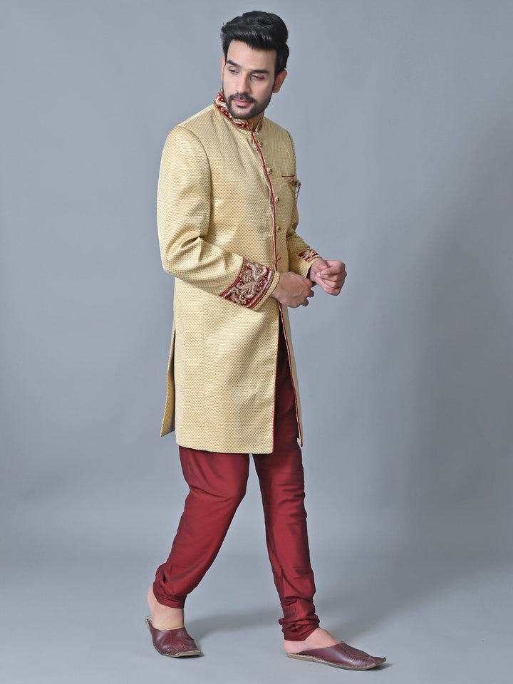 Textured Gold Sherwani