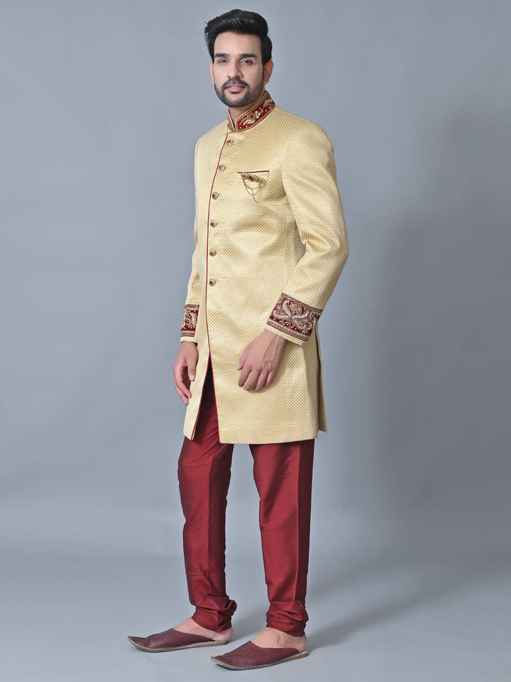 Textured Gold Sherwani
