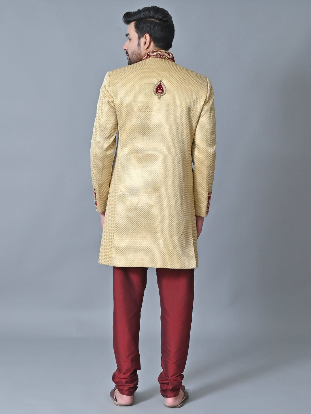 Textured Gold Sherwani
