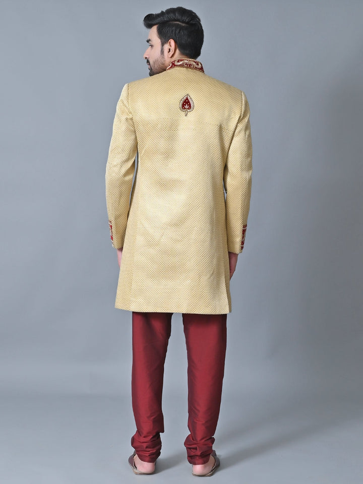 Textured Gold Sherwani