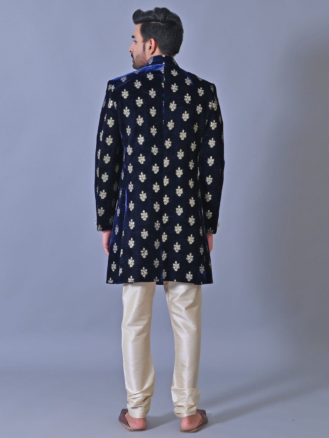 Floral Navy Blue Sherwani