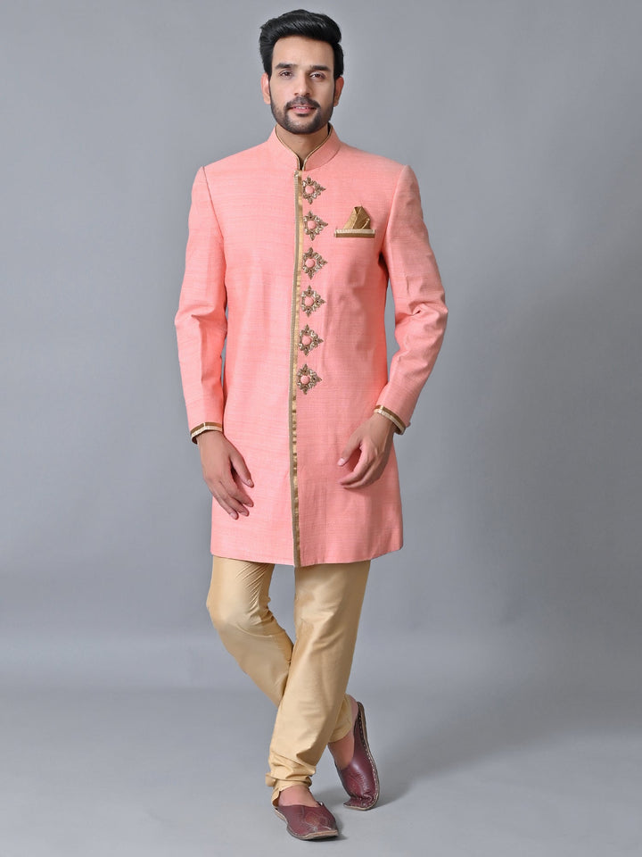 Ethnic Motifs Peach Sherwani