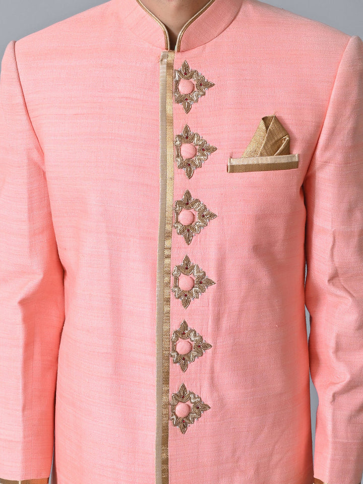 Ethnic Motifs Peach Sherwani