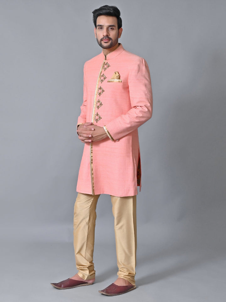 Ethnic Motifs Peach Sherwani