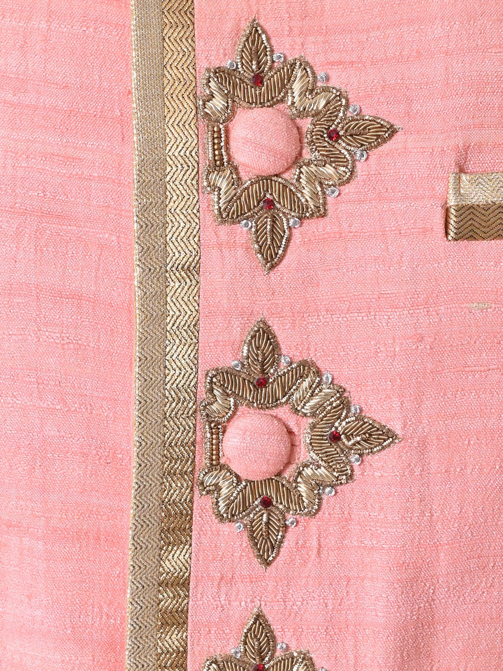 Ethnic Motifs Peach Sherwani
