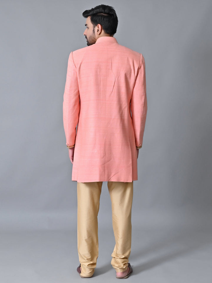 Ethnic Motifs Peach Sherwani