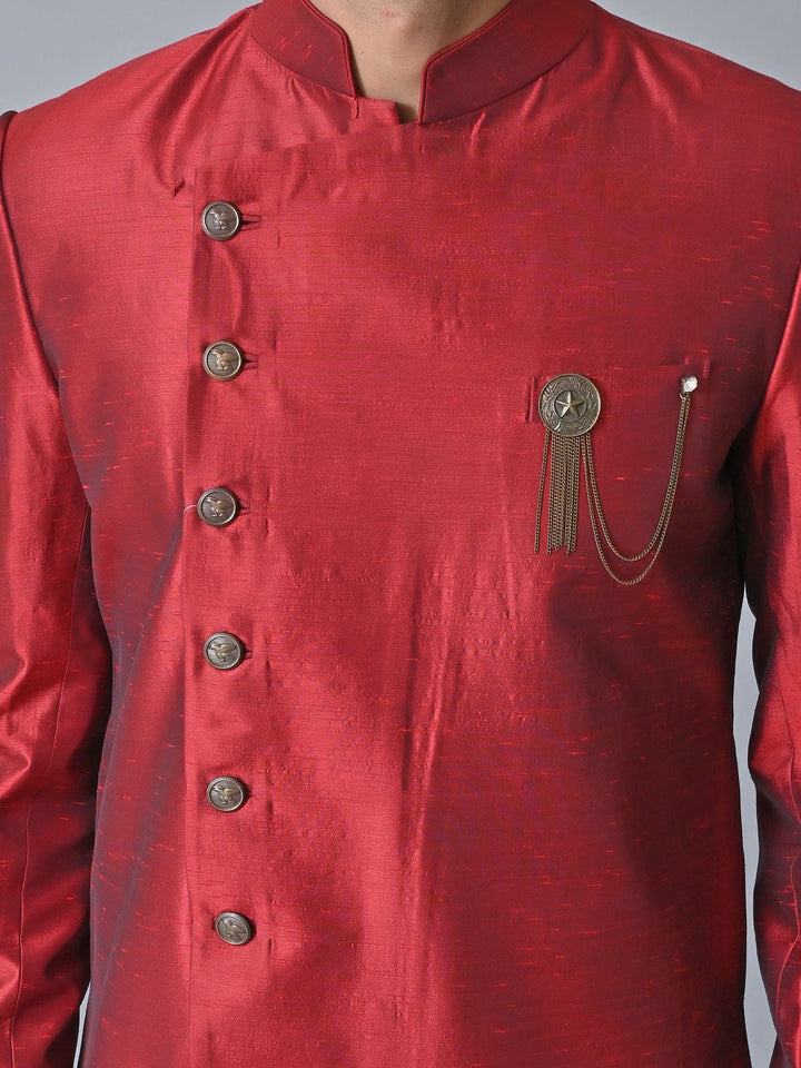 Textured Maroon Sherwani