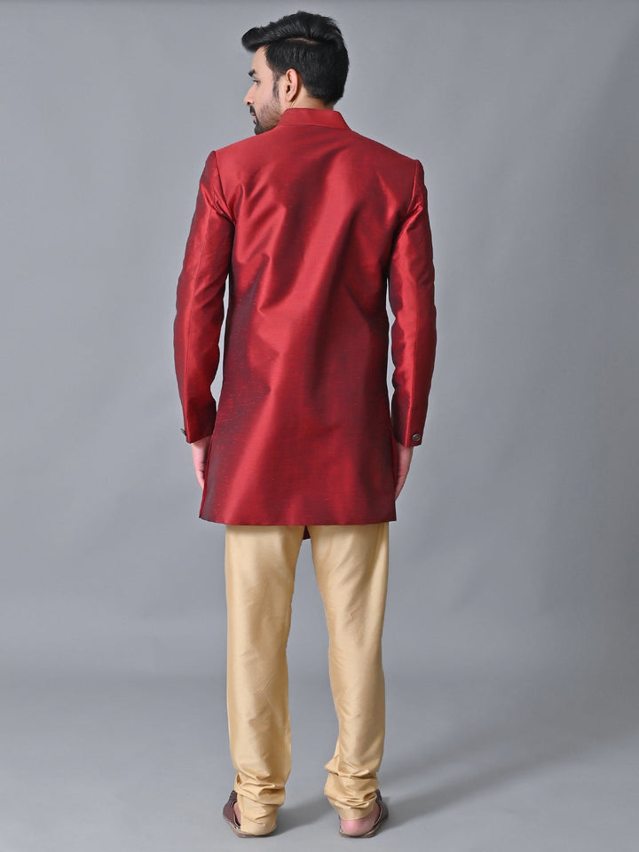 Textured Maroon Sherwani