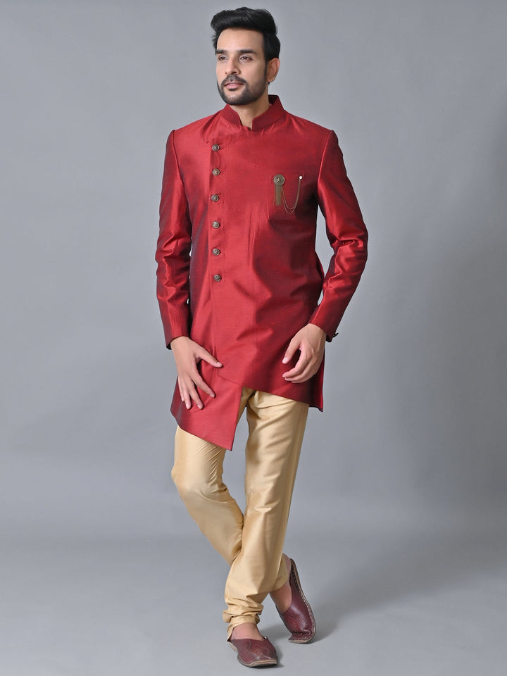 Textured Maroon Sherwani