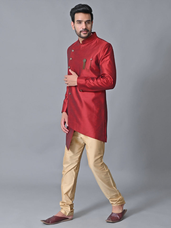 Textured Maroon Sherwani