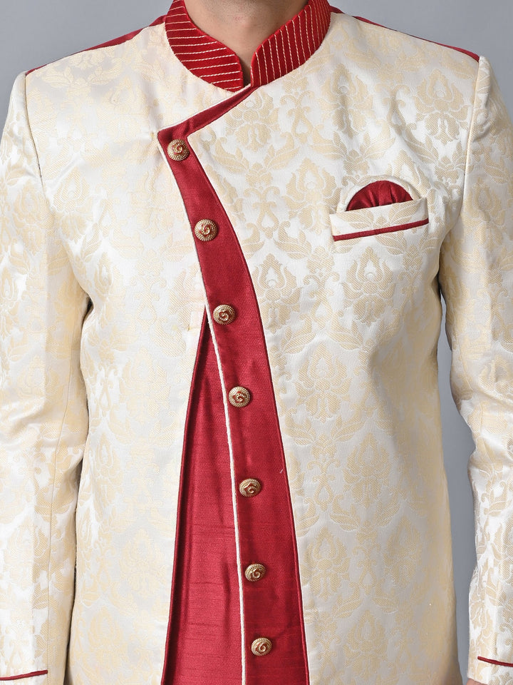 Textured Cream Sherwani