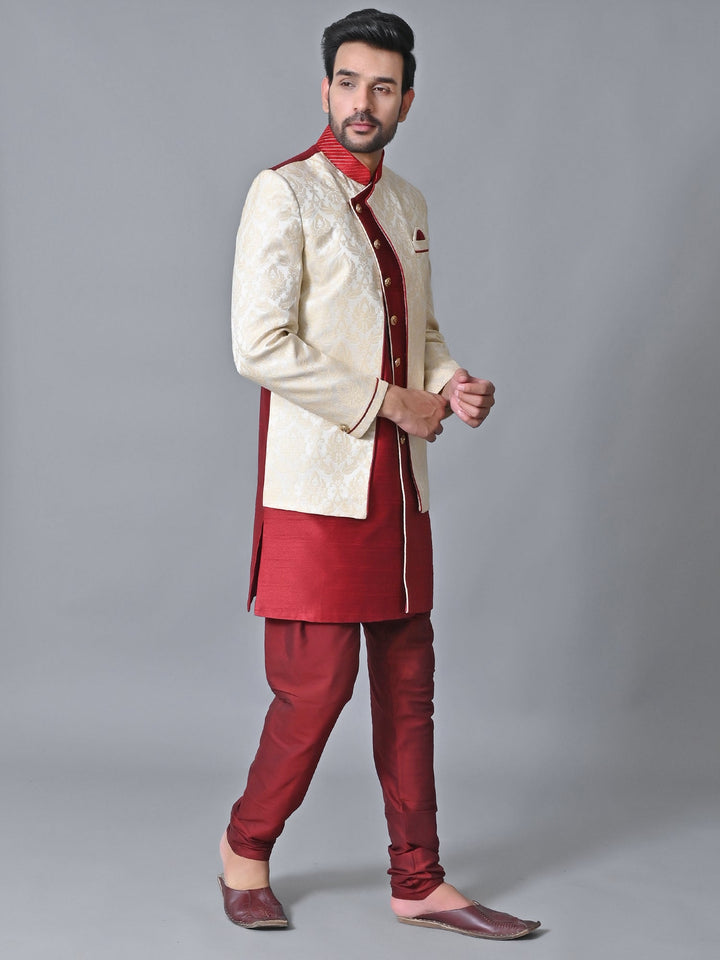 Textured Cream Sherwani