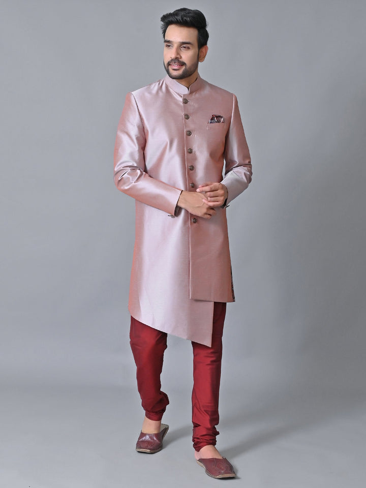 Textured Rose Gold Sherwani
