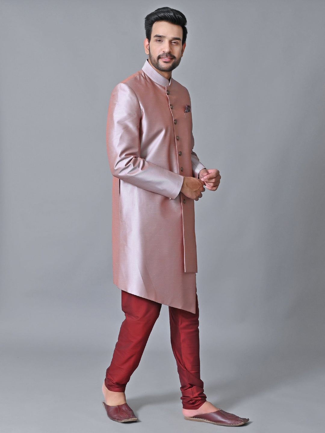 Textured Rose Gold Sherwani