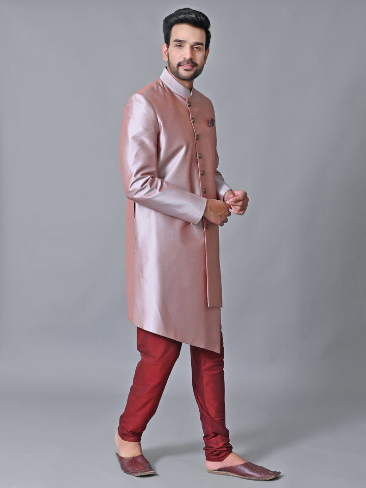 Textured Rose Gold Sherwani