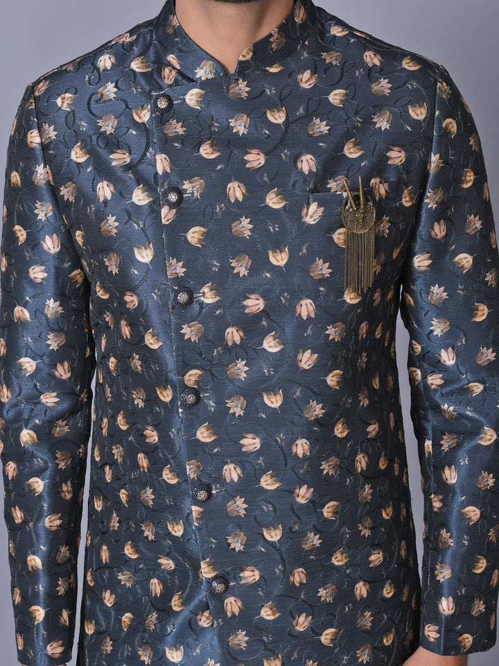 Floral Blue Sherwani