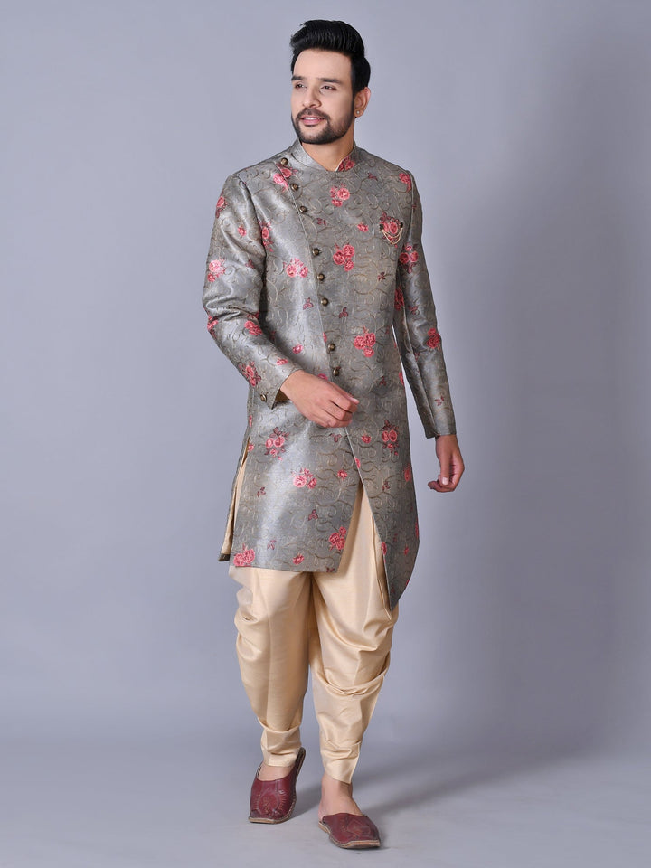 Floral Grey Sherwani