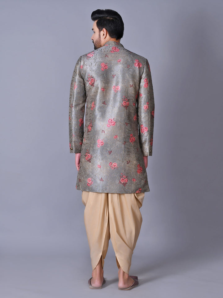 Floral Grey Sherwani