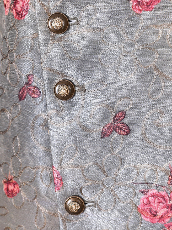 Floral Grey Sherwani
