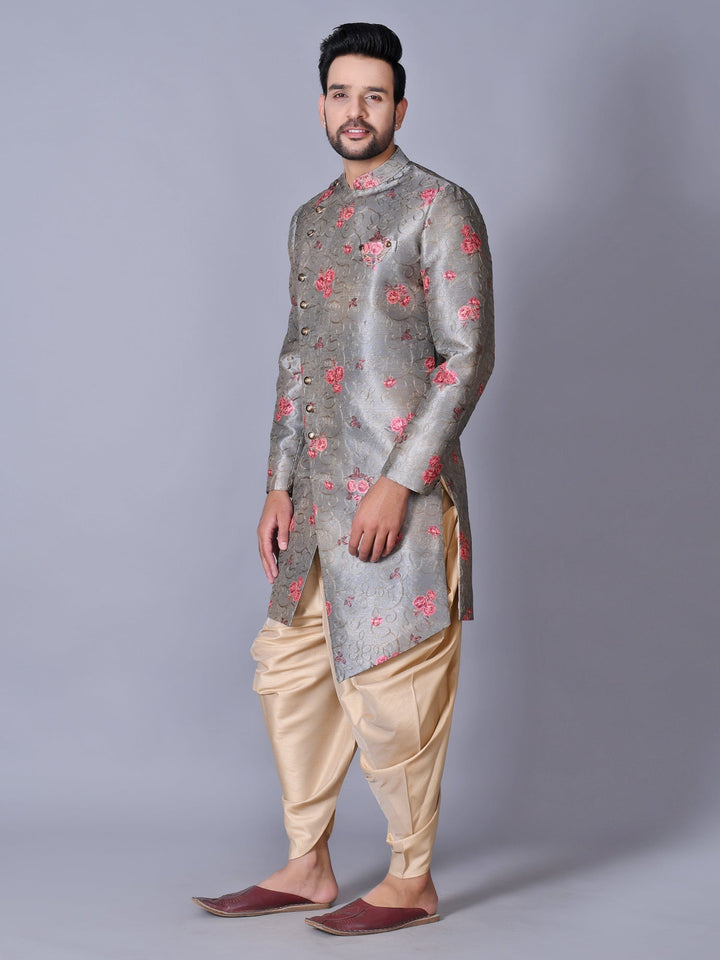 Floral Grey Sherwani