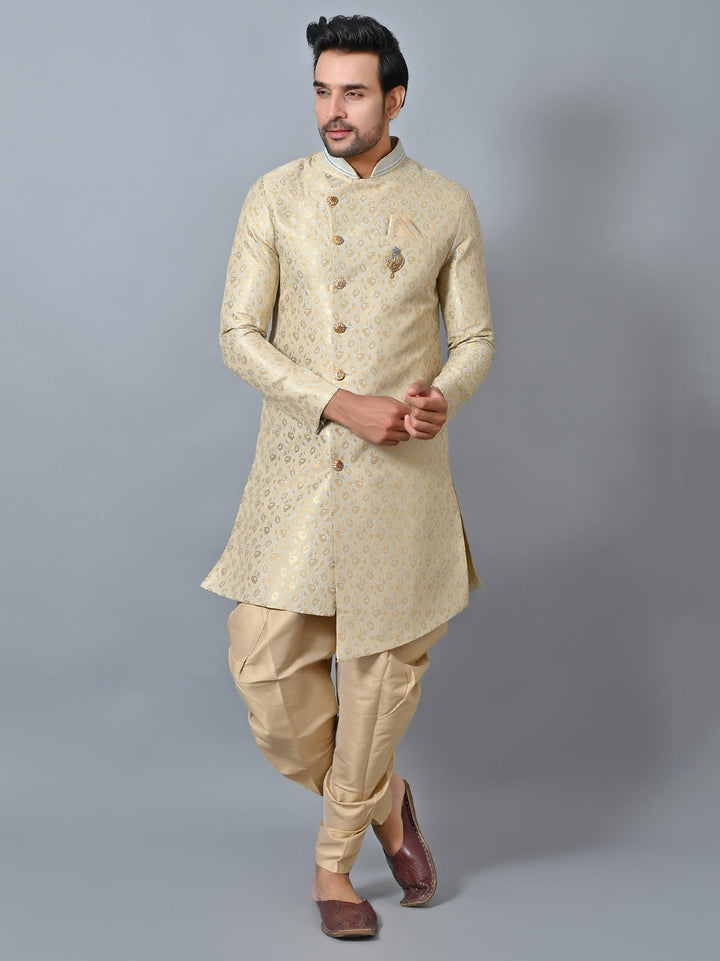 Printed Beige Sherwani
