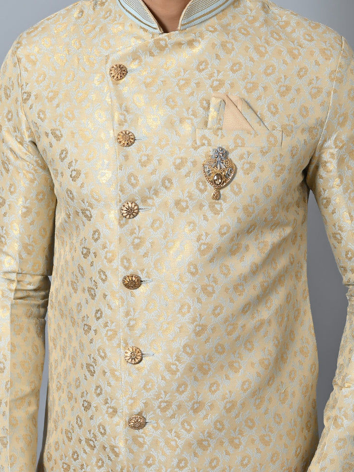 Printed Beige Sherwani