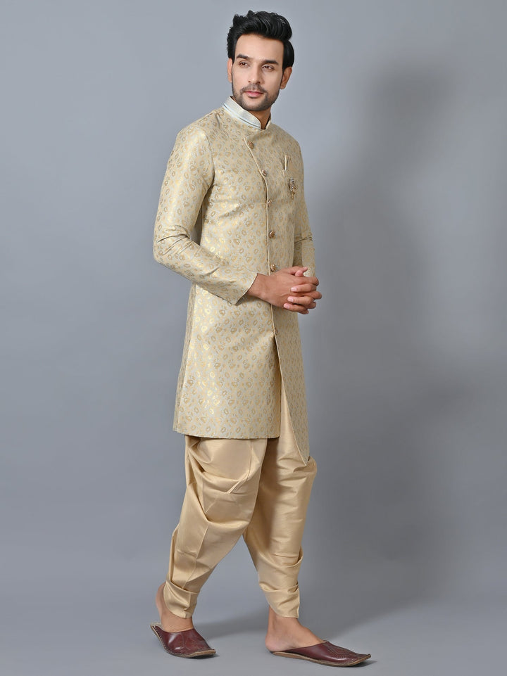 Printed Beige Sherwani