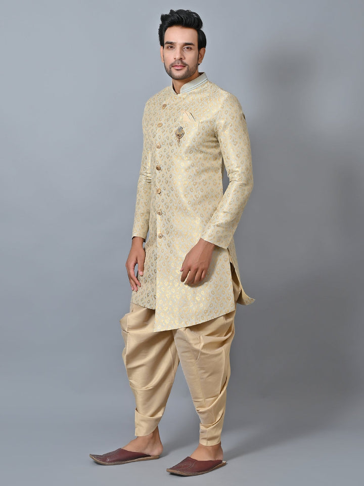 Printed Beige Sherwani