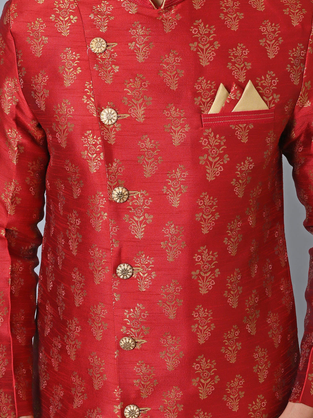 Printed Maroon Sherwani