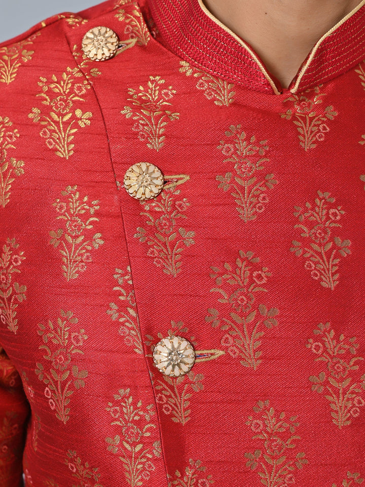Printed Maroon Sherwani