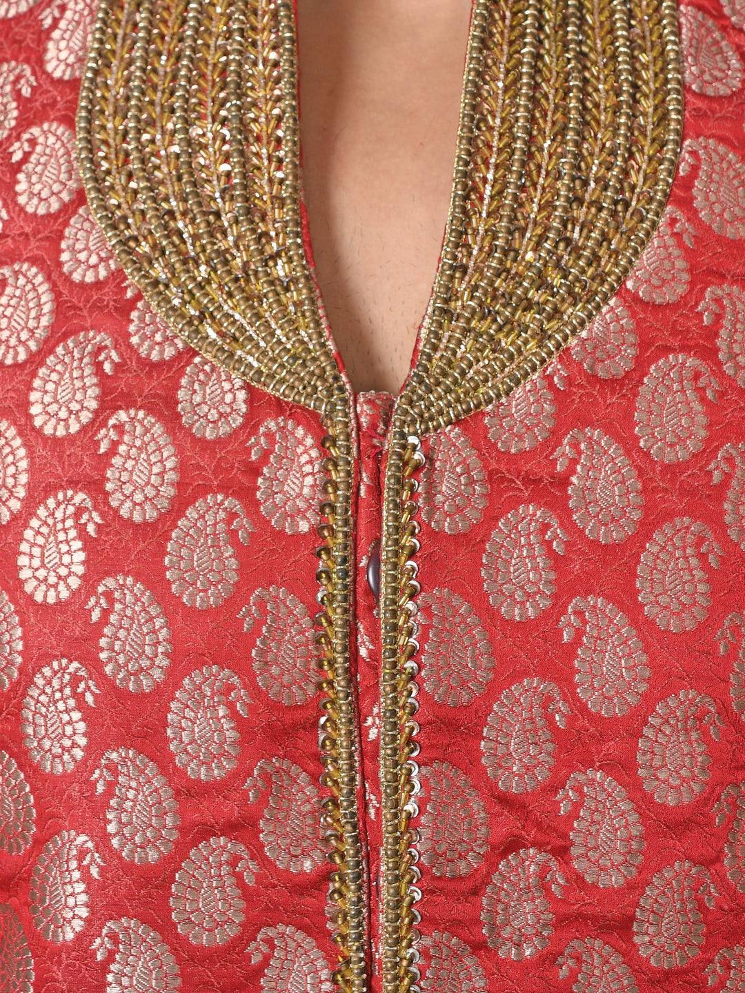 Ethnic Motifs Maroon Sherwani