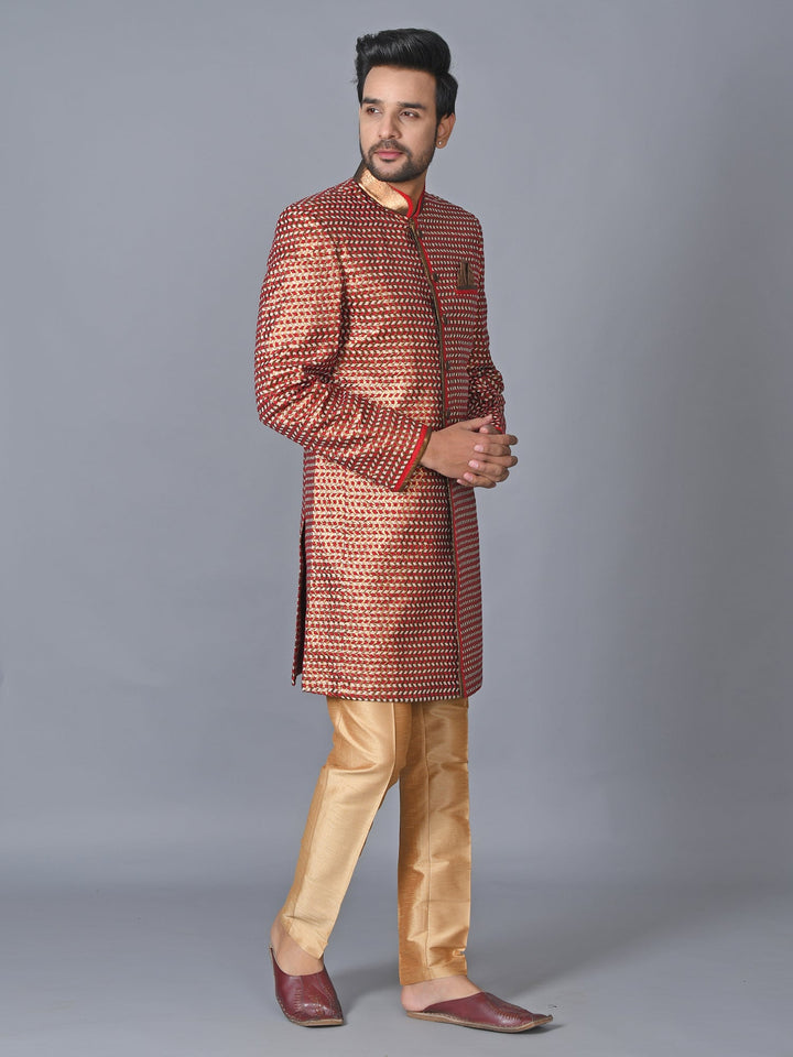 Textured Sea Green Sherwani