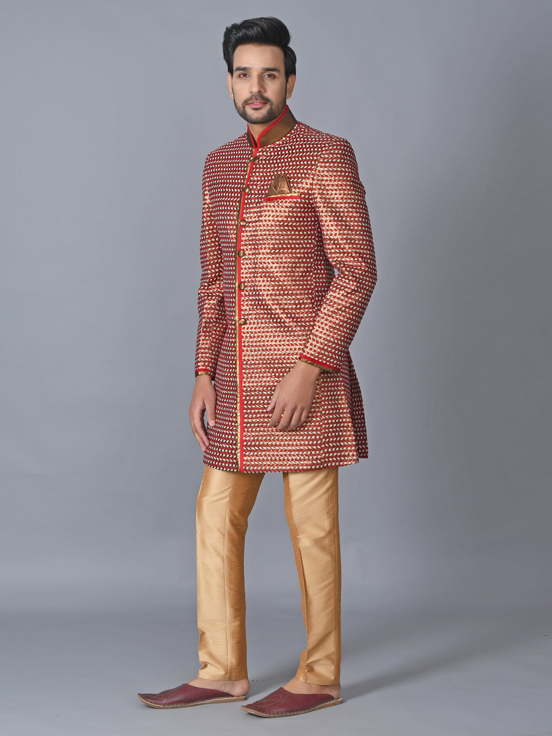 Textured Sea Green Sherwani