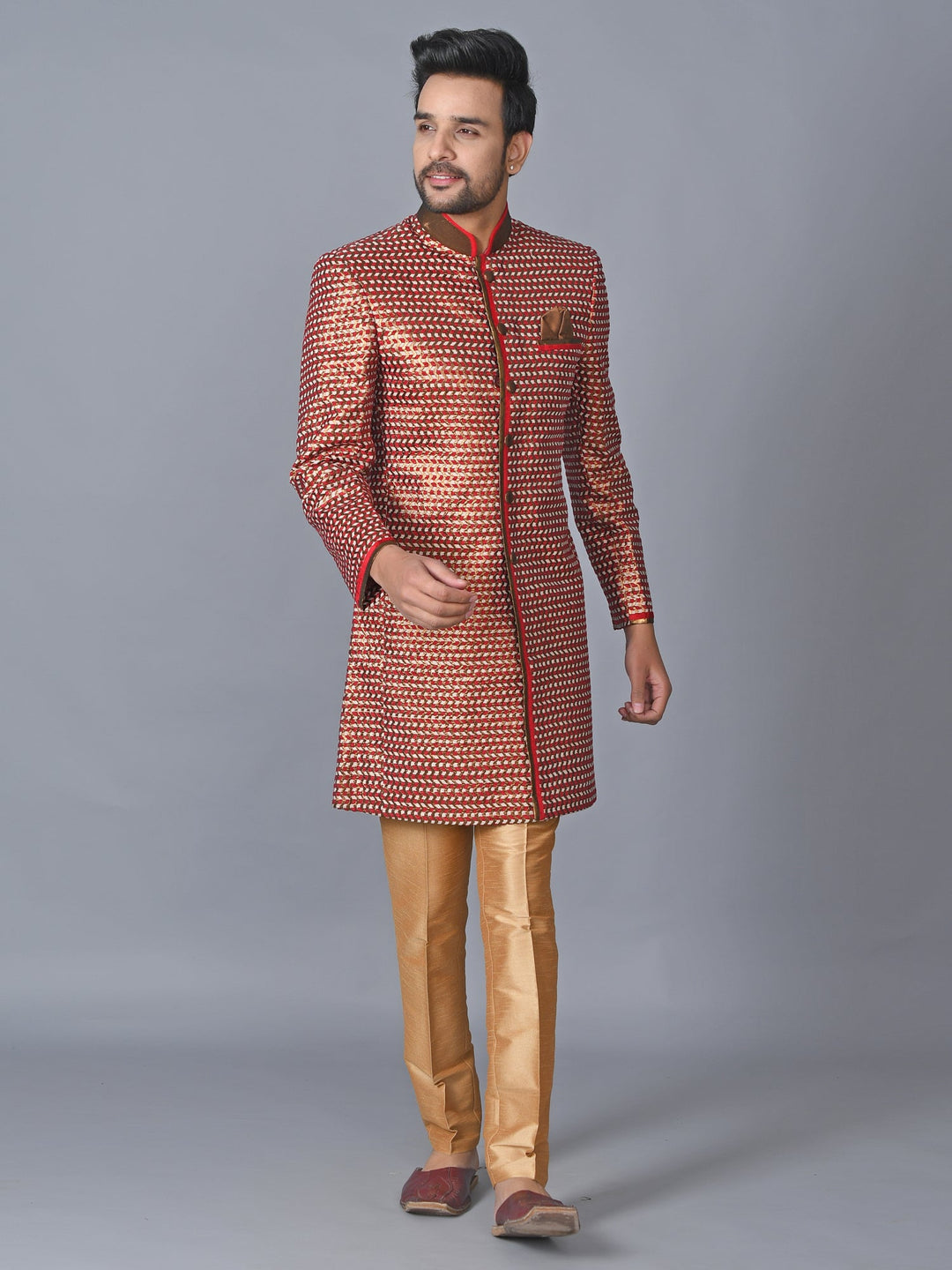 Textured Sea Green Sherwani