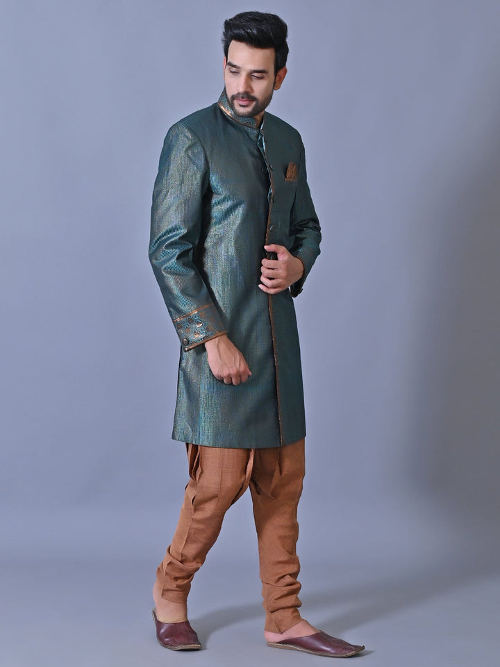 Textured Sea Green Sherwani
