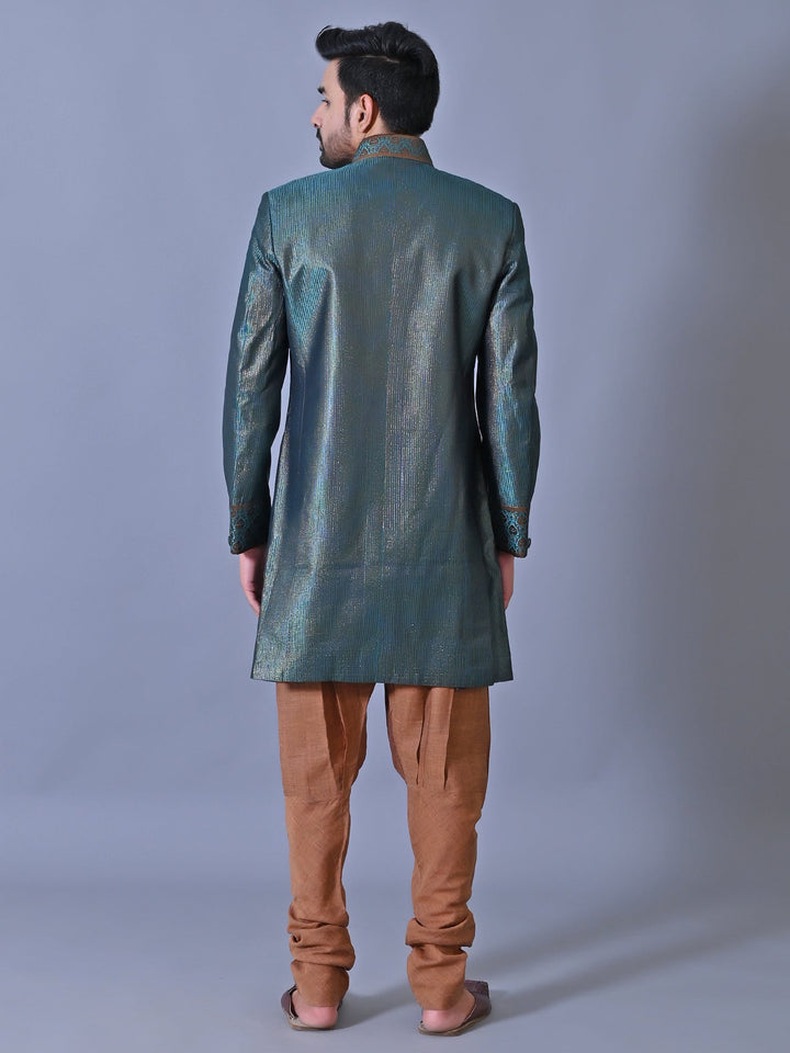 Textured Sea Green Sherwani