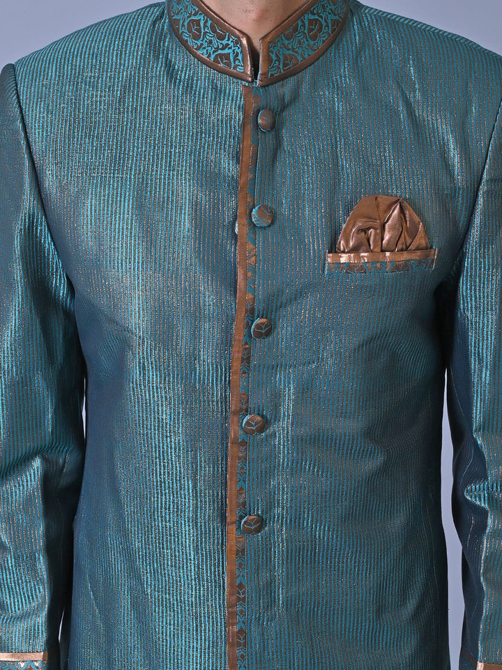 Textured Sea Green Sherwani