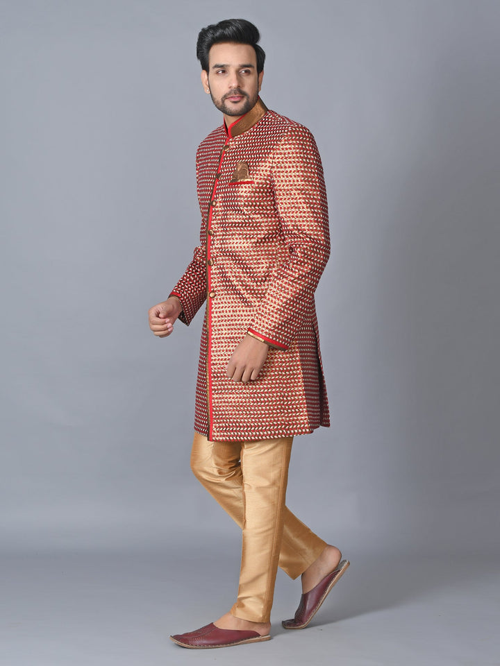 Textured Sea Green Sherwani