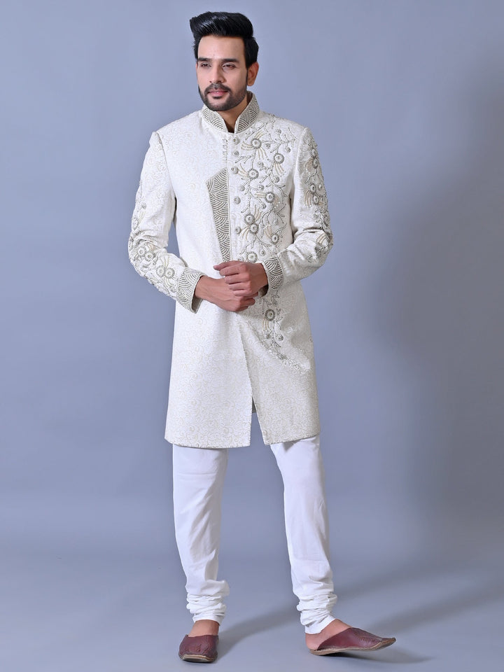 Ethnic Motifs Cream Sherwani