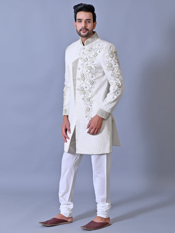 Ethnic Motifs Cream Sherwani