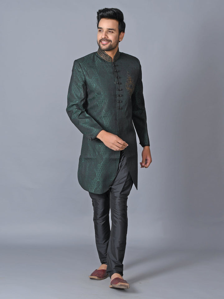 Ethnic Motifs Sea Green Sherwani