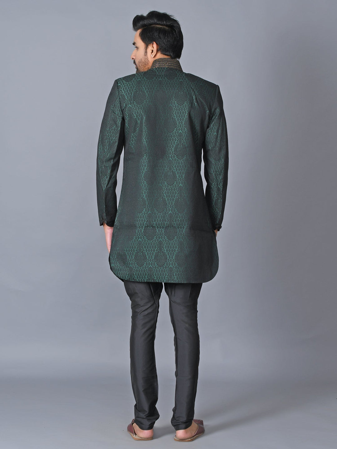 Ethnic Motifs Sea Green Sherwani
