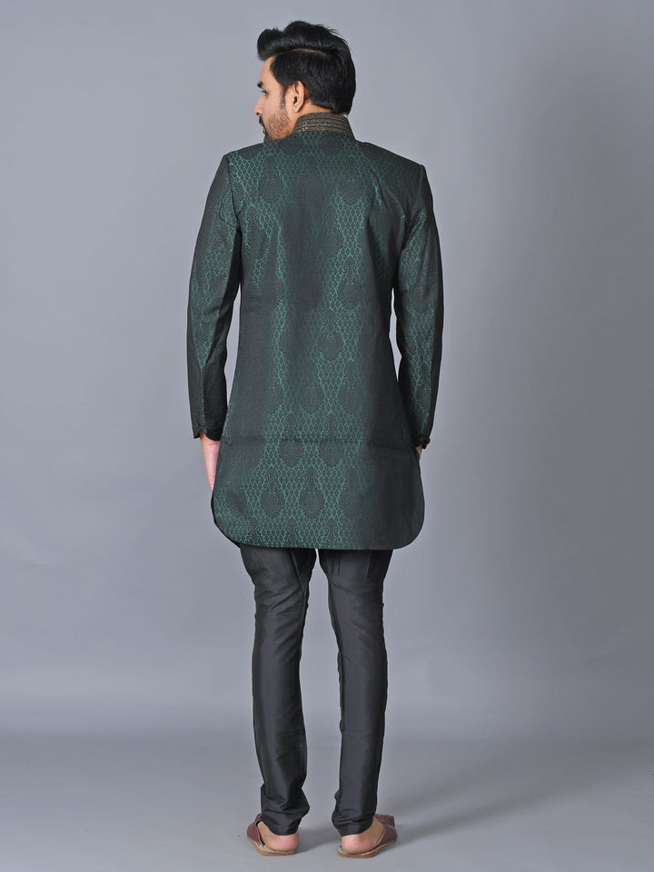Ethnic Motifs Sea Green Sherwani