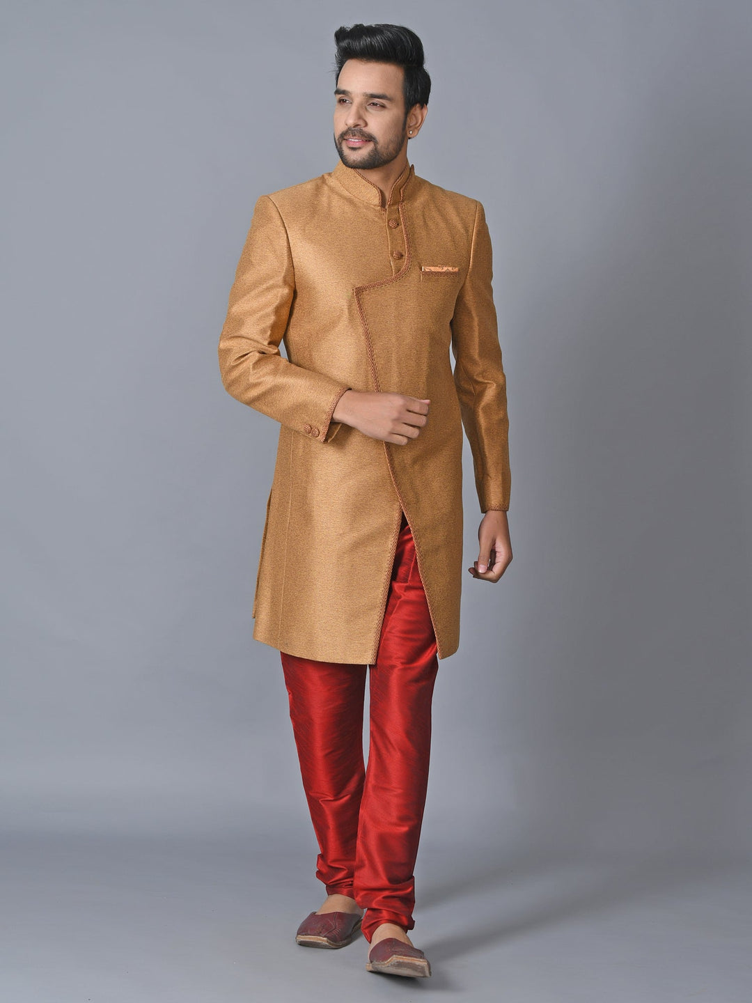 Textured Rust Sherwani