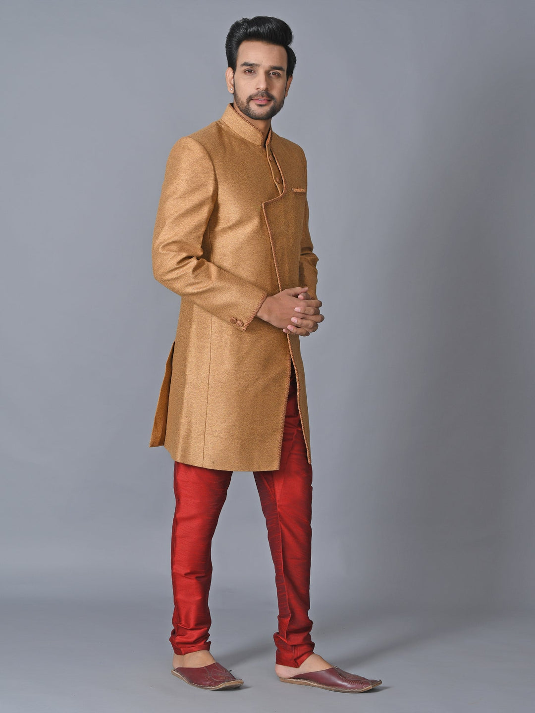 Textured Rust Sherwani