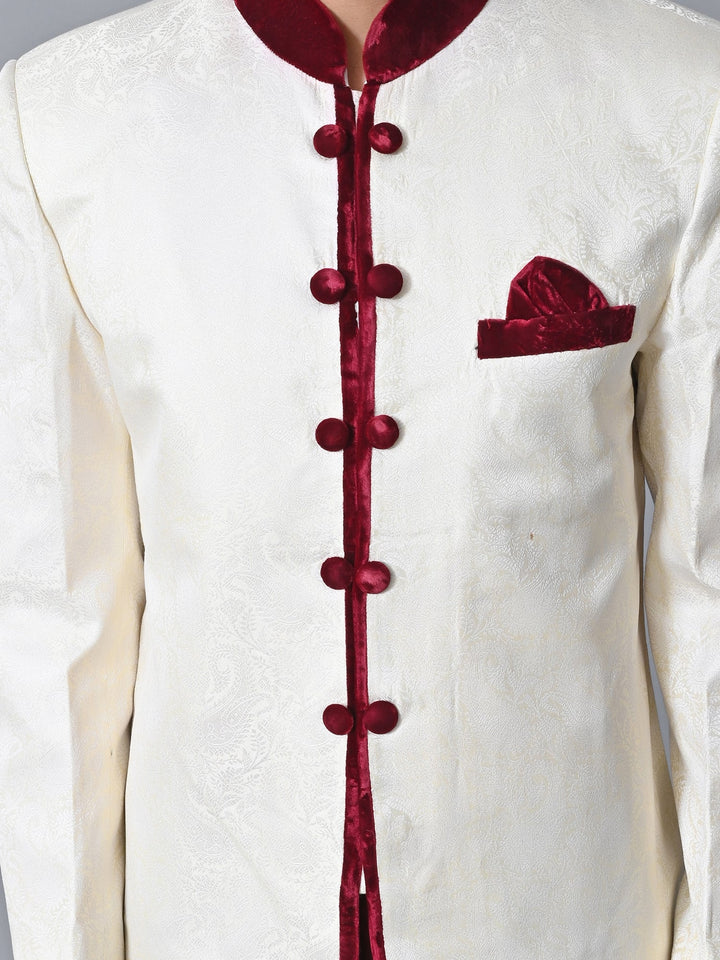Textured Cream Sherwani