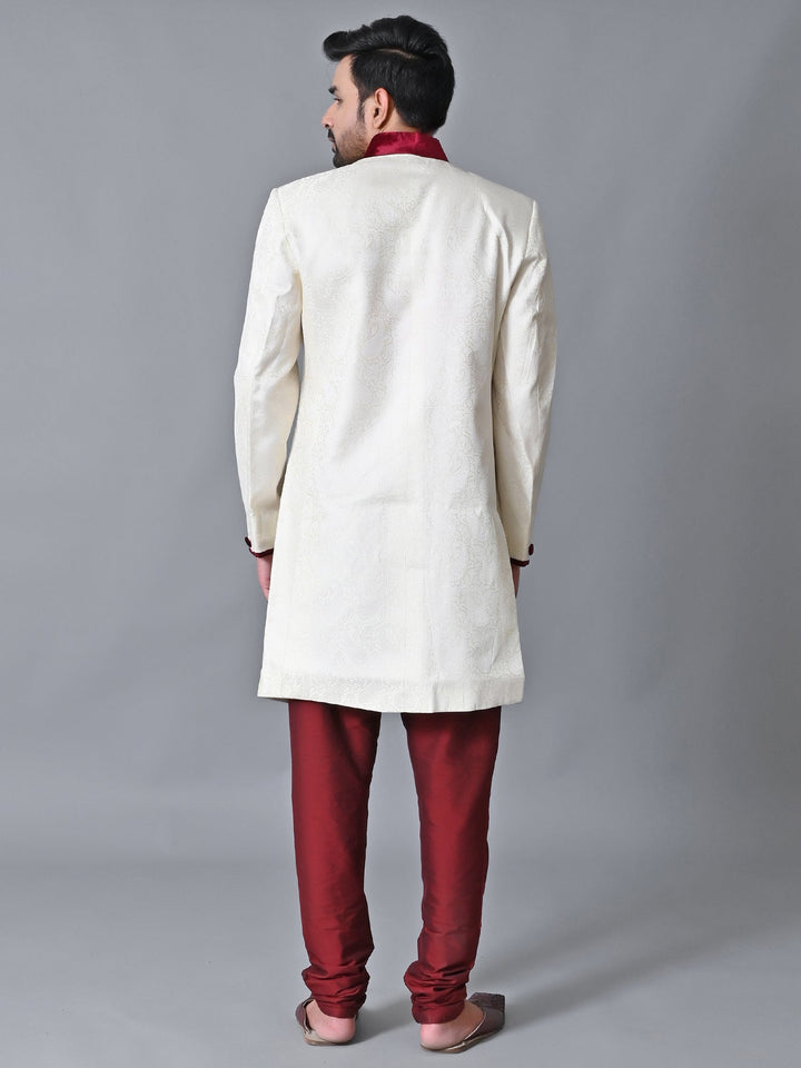 Textured Cream Sherwani
